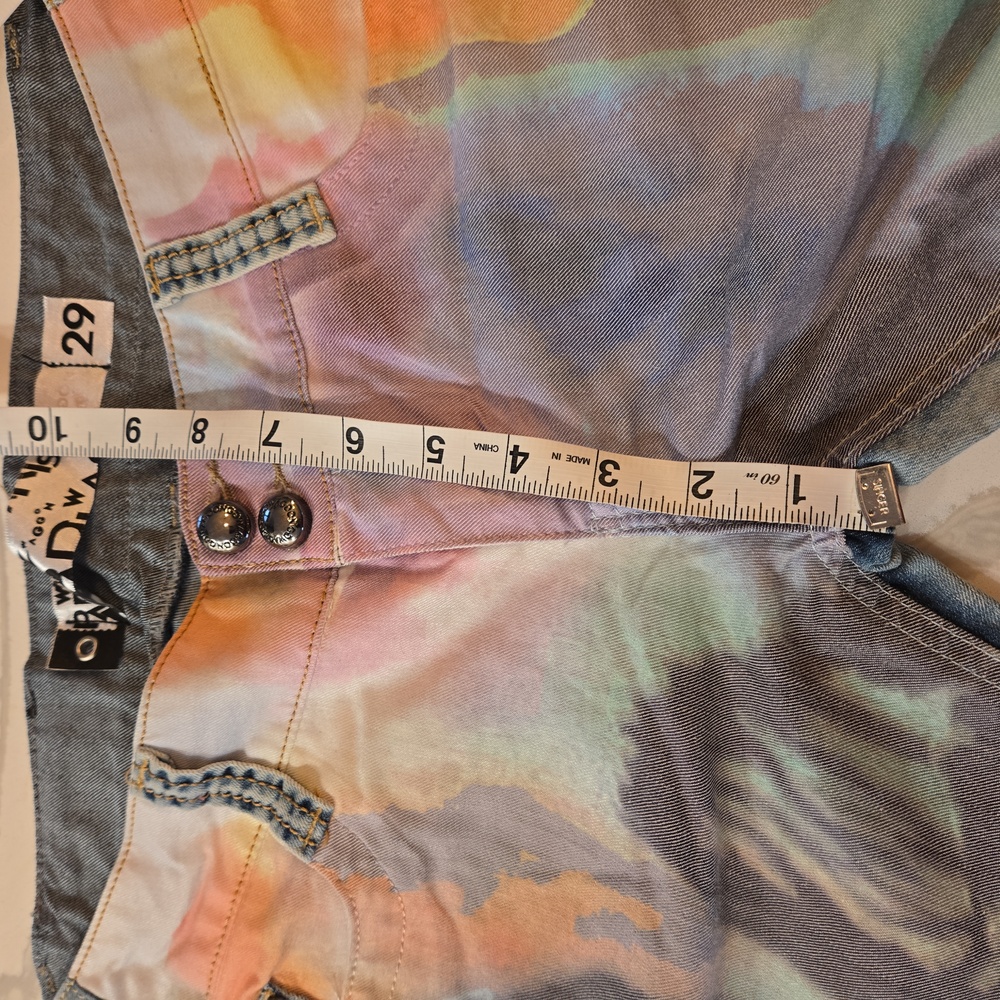 Waggon Paris Abstract Art Low Rise Stretch Straight Leg Jeans Blue Size 29 - Picture 9 of 12